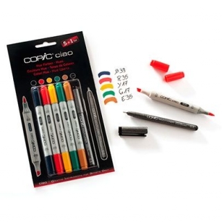Набор маркеров СОРIС СIАО Hue Colors Основные цвета, 5 цв. и линер Copic Multi liner 0.3мм