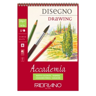 Альбом для зарисовок Fabriano Accademia 200г/м.кв 21x29,7см мелкозернистая 30л спираль по короткой стороне