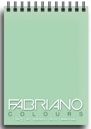 Блокнот для зарисовок Fabriano Colours 80г/м.кв 10,5x14,8см Аквамарин 100л спираль по короткой стороне