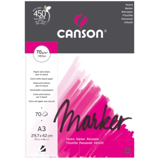 Альбом для маркера Canson Marker Layout 70г/кв.м 29.7*42см 70листов экстра гладкая склейка по короткой стороне