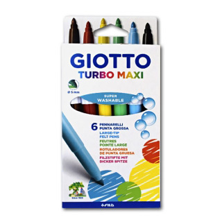 Детские утолщенные фломастеры GIOTTO Turbo Maxi FILA для рисования, набор 6 цветов