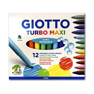 Детские утолщенные фломастеры GIOTTO Turbo Maxi FILA для рисования, набор 12 цветов