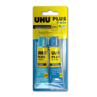 Эпоксидный двухкомпонентный универсальный клей UHU PLUS 5 min прозрачный