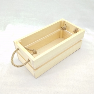 Заготовка Timberlicious  деревянная для декорирования ящик реечный с веревочными ручками 24х12х9см