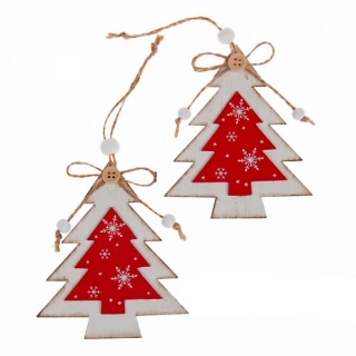 Набор елочных украшений "Ель", дерево, 8,5х10 см - 2 шт.