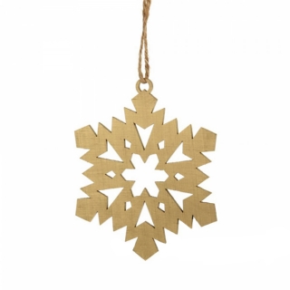 Елочное украшение "Снежинка", дерево, цвет золото, диаметр 9 см