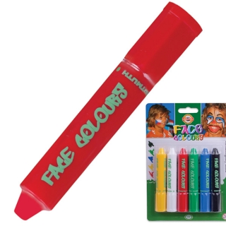 Грим для лица Koh-I-Noor, 6 цветов (белый, желтый, красный, синий, зеленый, черный)