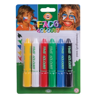 Грим для лица Koh-I-Noor, 6 цветов (белый, желтый, красный, синий, зеленый, черный)