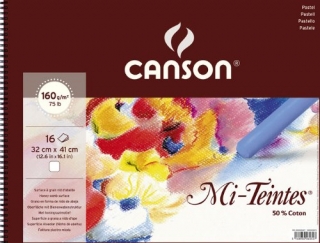 Альбом для пастели Canson Mi-Teintes 160г/кв.м 32x41см 16листов №335 белый спираль