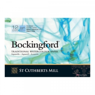 Бумага для акварели Bockingford C,P, Pads White  300 g/m² 260x180mm (10" x 7")  (склейка 12 листов)