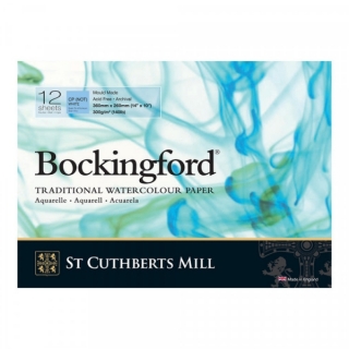 Бумага для акварели Bockingford C,P, Pads White  300 g/m² 130x350mm (5" x 14") (склейка 12 Sheets)