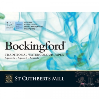 Бумага для акварели Bockingford C,P, Pads White  300 g/m² 510x380mm (20" x 15")  (склейка 12 листов)