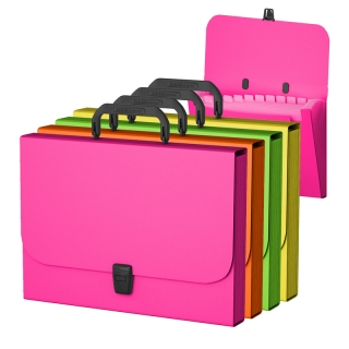 Папка-портфель 12 отделений Erich Krause "Neon" A4, 245*328*30мм, 800мкм, ассорти