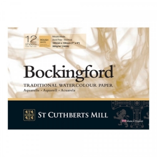 Бумага для акварели Bockingford Rough Pads White  300 g/m² 180x130mm (7" x 5") (склейка 12 листов)