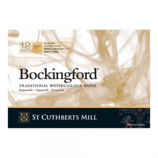 Бумага для акварели Bockingford Rough Pads White  300 g/m² 260x180mm (10" x 7")  (склейка 12 листов)