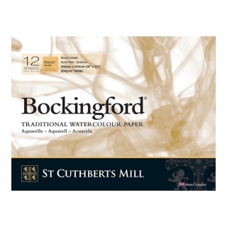 Бумага для акварели Bockingford Rough Pads White  300 g/m² 410x310mm (16" x 12") склейка 12л, торшон, 100% целлюлоза