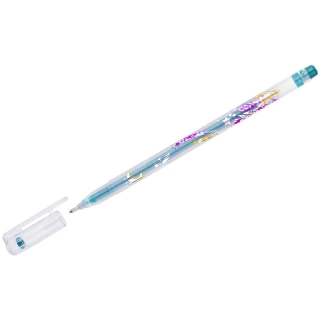 Ручка гелевая Crown "Glitter Metal Jell" зеленая с блестками, 0,8мм