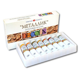 Акриловые краски «Металлик» Decola НЕВСКАЯ ПАЛИТРА для декора набор 8 цв. по 18 мл