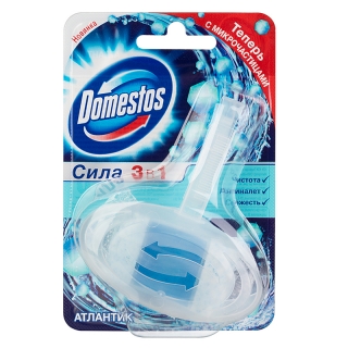 Подвесной блок для унитаза Domestos "3 в 1 Атлантик" 40г, твердый