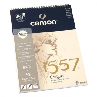 Альбом для графики Canson 1557 Dessin Ja 120г/кв.м 29.7*42см 50листов Малое зерно спираль по короткой стороне