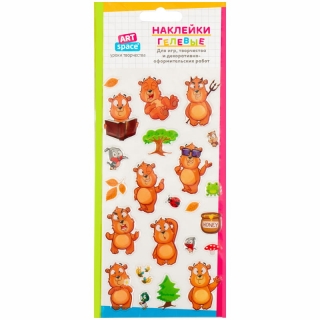 Наклейки гелевые ArtSpace "Медвежонок", 10*19см, пакет, европодвес
