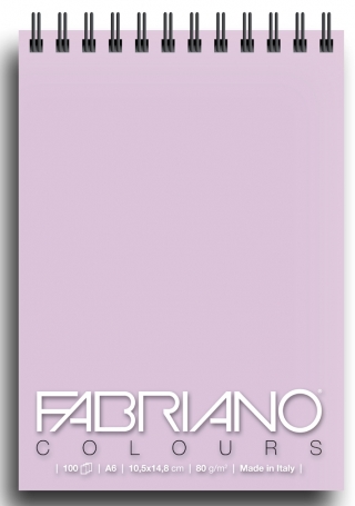 Блокнот для зарисовок Fabriano Colours 80г/м.кв 10,5x14,8см Лаванда 100л спираль по короткой стороне