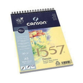 Альбом для графики Canson 1557 Dessin Ja 180г/кв.м 14.8*21см 30листов Малое зерно спираль по короткой стороне
