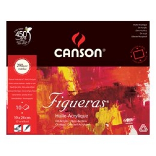 Блок для масла Canson Figueras 290г/кв.м 24*19см 10листов Зерно холста склейка по 4 сторонам