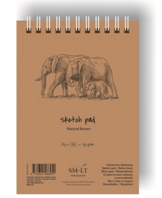 Скетчбук для акварели SM-LT Art Authentic Brown 135г/м2 A5 80листов спираль по короткой стороне