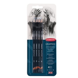 Набор чернографитных карандашей Graphic Medium 4шт 2B/B/HB/2H в блистере