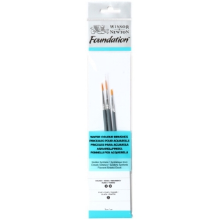 Набор художественных синтетических кистей для акварели Winsor&Newton "Foundation Synthetic Brush", 3 шт.