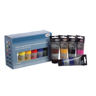 Краски акриловые Гамма "Студия", 12 цветов, 75 мл/туба, картон.упак.