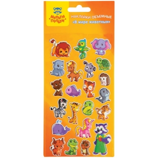 Наклейки объемные Мульти-Пульти "В мире животных", 9,5*17,5см