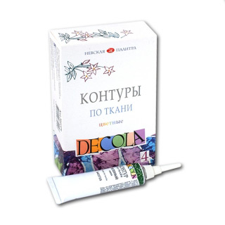Набор цветных акриловых контуров для росписи по ткани Decola НЕВСКАЯ ПАЛИТРА, 4 цвета по 18 мл