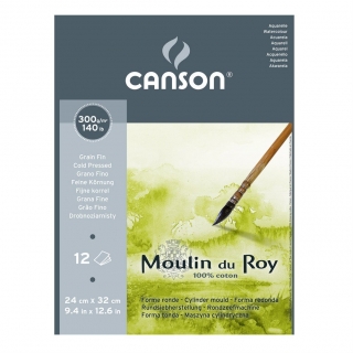 Альбом для акварели Canson Moulin du Roy 300г/кв.м (хлопок) 24*32см 12листов Фин склейка по короткой стороне