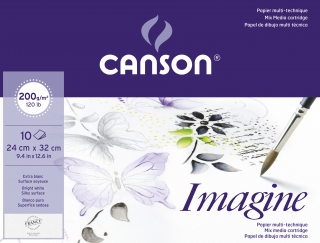 Папка с бумагой для графики Canson Imagine 200г/кв.м 24*32см мелкое зерно 10 листов