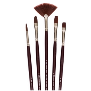 Набор художественных синтетических кистей для акрила Winsor&Newton "Galeria", 5 шт. длинная ручка