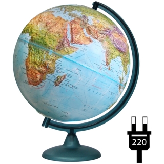 Глобус физико-политический рельефный Глобусный мир, 32см, с подсветкой, на круглой подставке