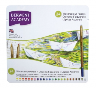 Набор акварельных карандашей Derwent Academy 24 цвета, металлический пенал