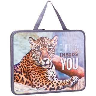 Папка с ручками А4 ArtSpace "Дикие кошки", пластик, на молнии, 75мм