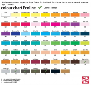 Набор акварельных маркеров Royal Talens Ecoline Brush Pen Серые 5 штук в пластиковой упаковке