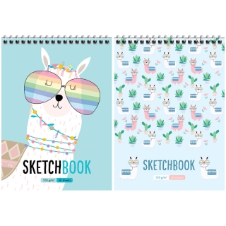 Скетчбук-блокнот 60л. А5 на гребне ArtSpace "Cool lama", 120г/м2