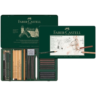 Художественный набор для графики Faber-Castell "Pitt Monochrome", 33 предмета, метал. кор.