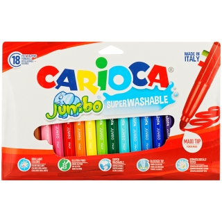 Фломастеры Carioca "Jumbo", 18 цветов, утолщенные, смываемые