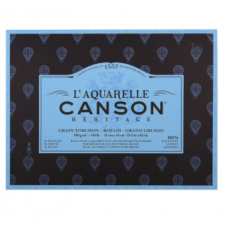 Блок для акварели Canson Heritage 300г/кв.м (хлопок) 31*41см 20листов Торшон склейка по 4 сторонам