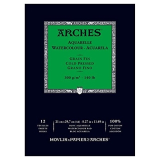 Альбом для акварели Arches 300г/кв.м (хлопок) 21*29,7см 12 листов Фин, склейка