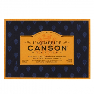Блок для акварели Canson Heritage 300г/кв.м (хлопок) 18*26см 20листов Фин склейка по 4 сторонам