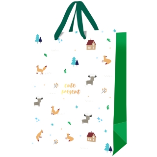 Пакет подарочный 18*23*10см MESHU "Cute present", отд. фольгой, матовая ламинация