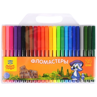 Фломастеры Мульти-Пульти "Енот в Италии", 24цв., смываемые, блистер