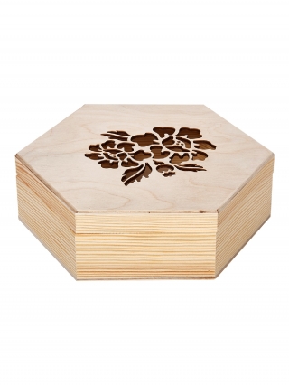 Заготовка Timberlicious для декорирования шкатулка шестиугольная Шиповник 22х19х7см